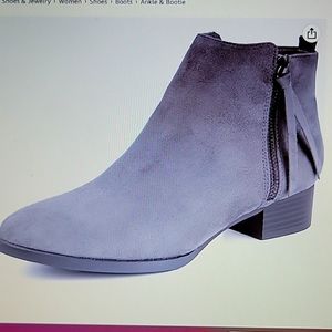 Stillieve Poline gray suede ankle boots low 1.4" block heel side zipper 11 New…